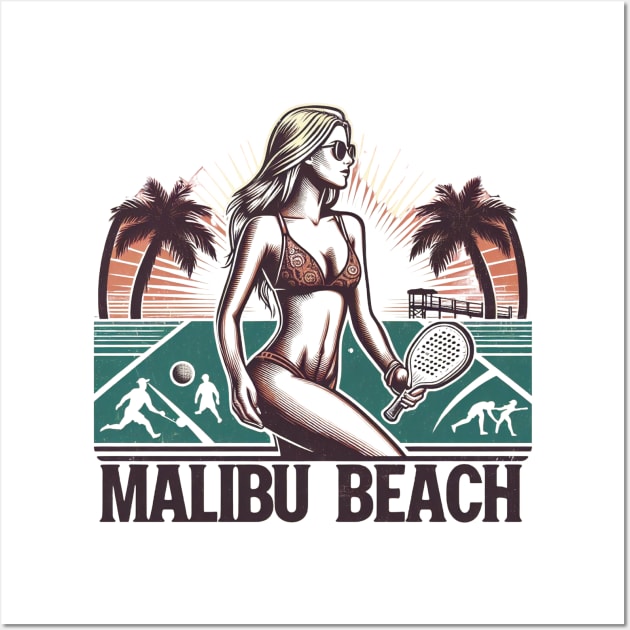 Malibu Beach Pickleball Beach Bikini Palm Trees Wall Art by Battlefoxx Living Earth